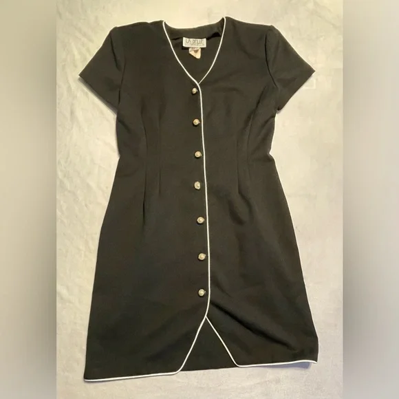 La Belle women’s size vintage 11 black button down dress made in USA - Picture 1 of 9